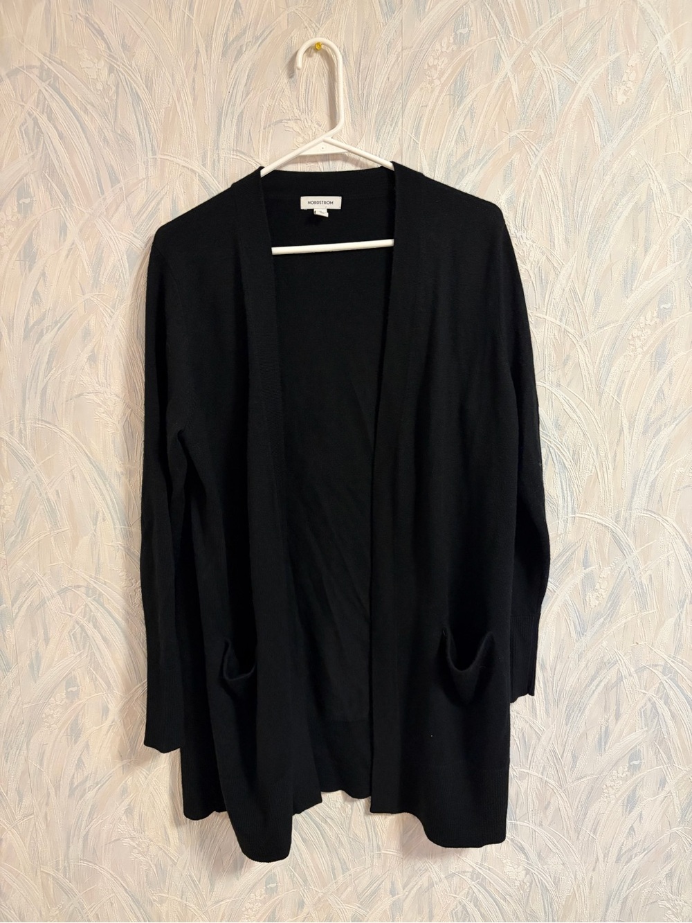 Nordstrom Black Open-Front Pocket Cardigan